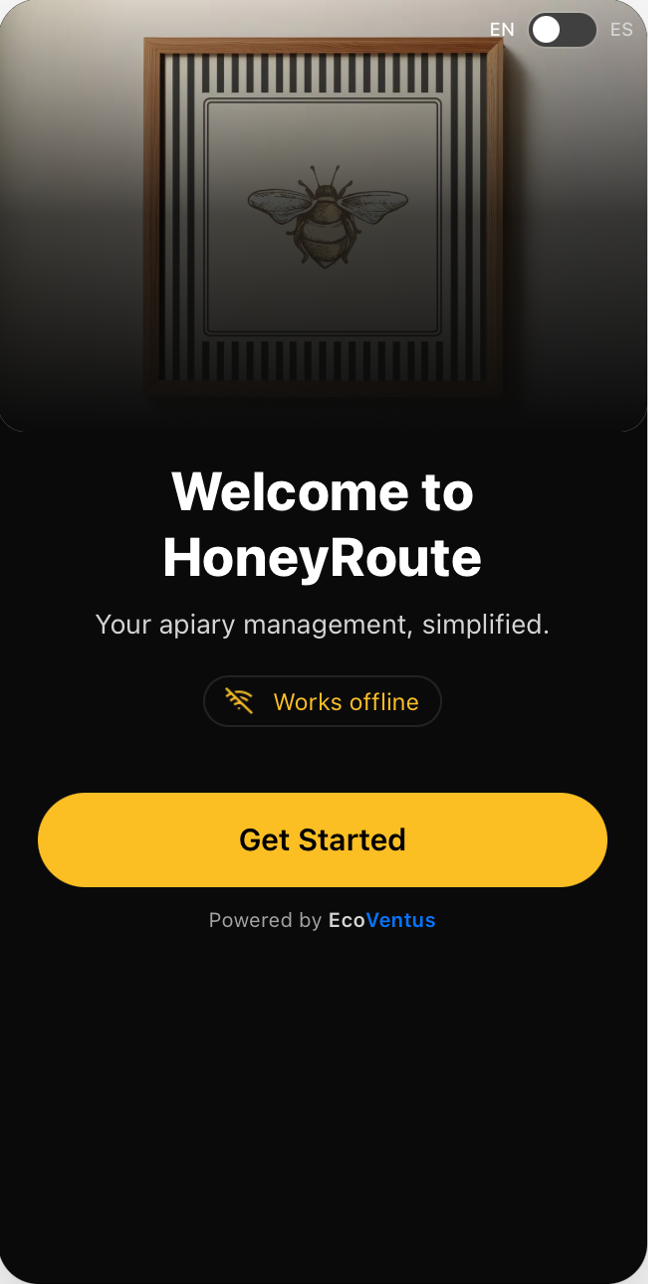 HoneyRoute onboarding welcome screen