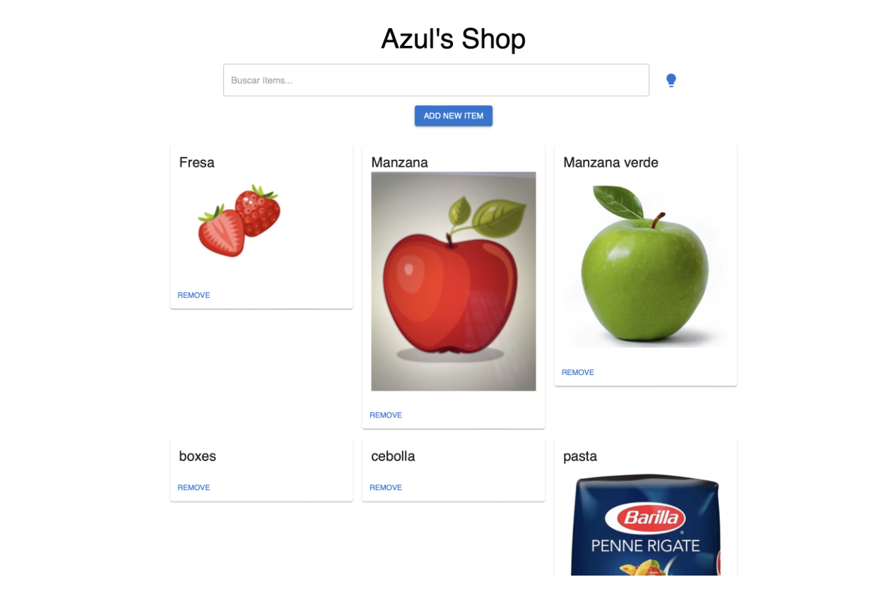 Inventory app - main view