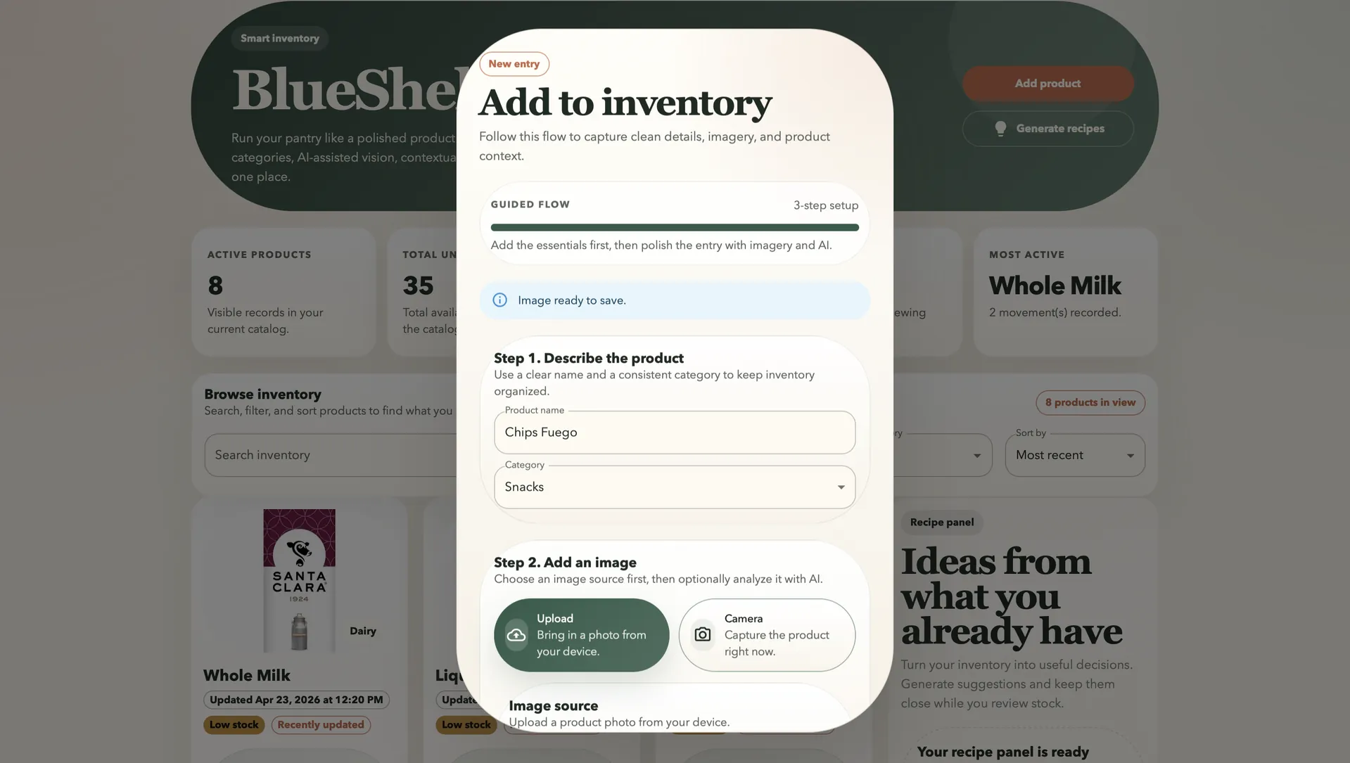 BlueShelf AI item inventory view
