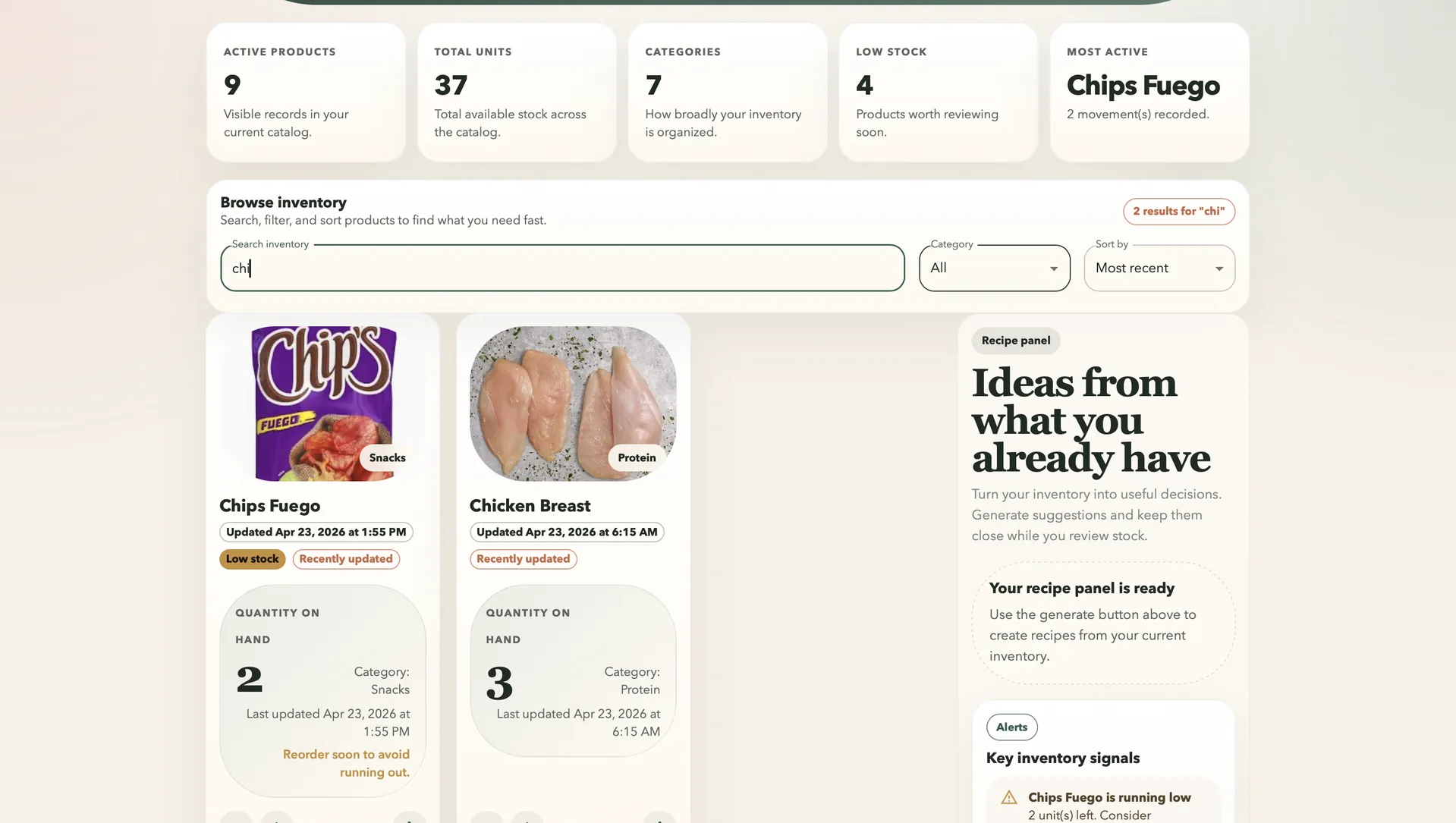 BlueShelf AI product management screen