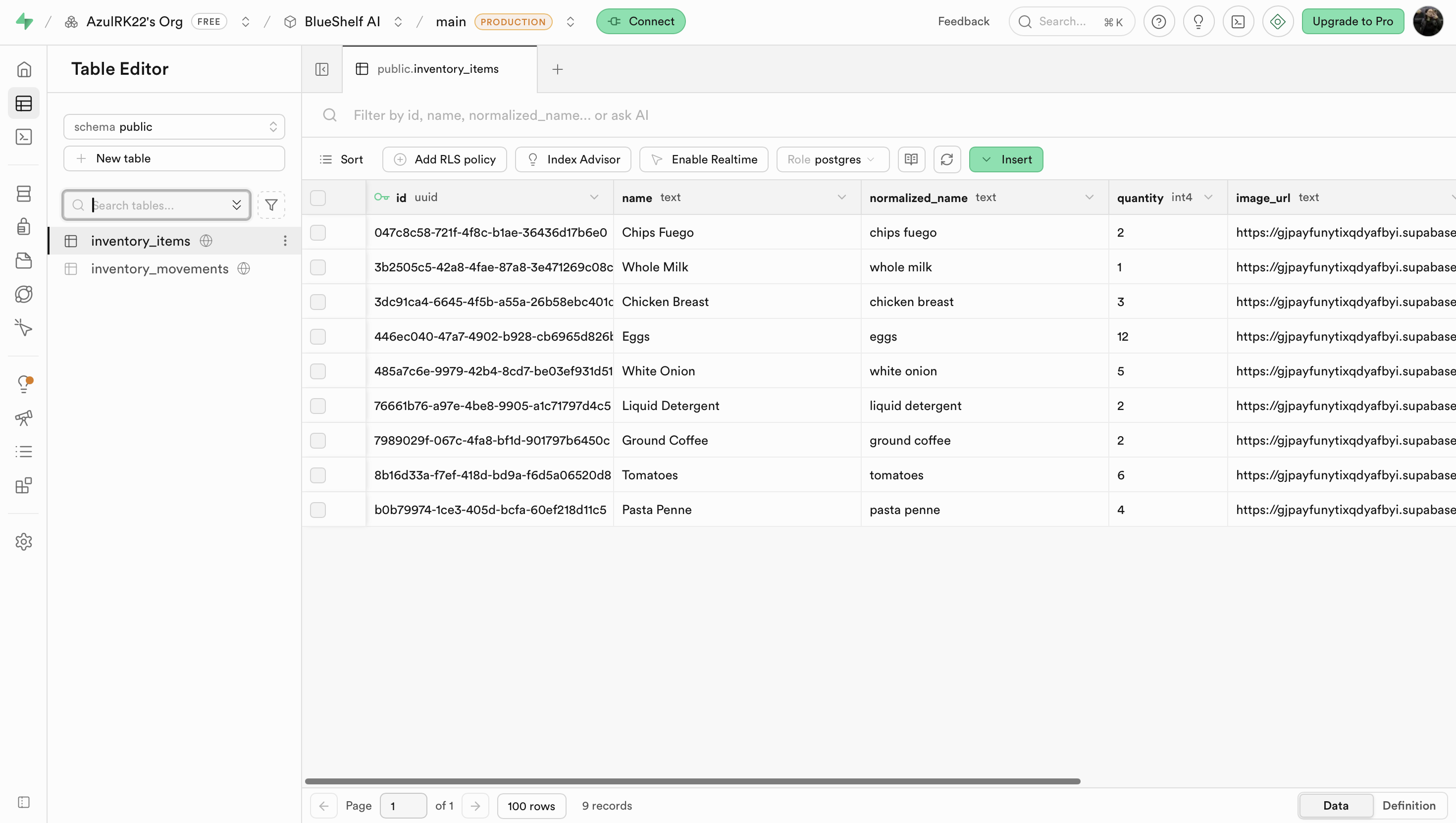 Inventory app - recipe suggestions