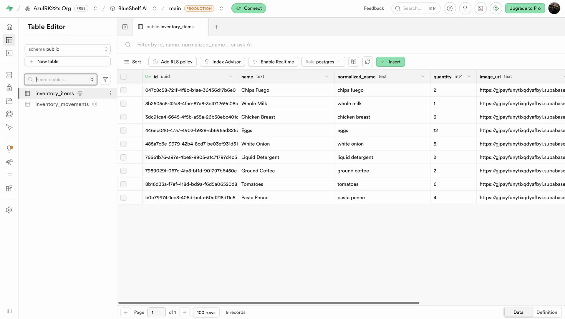 BlueShelf AI recipe and pantry planning screen