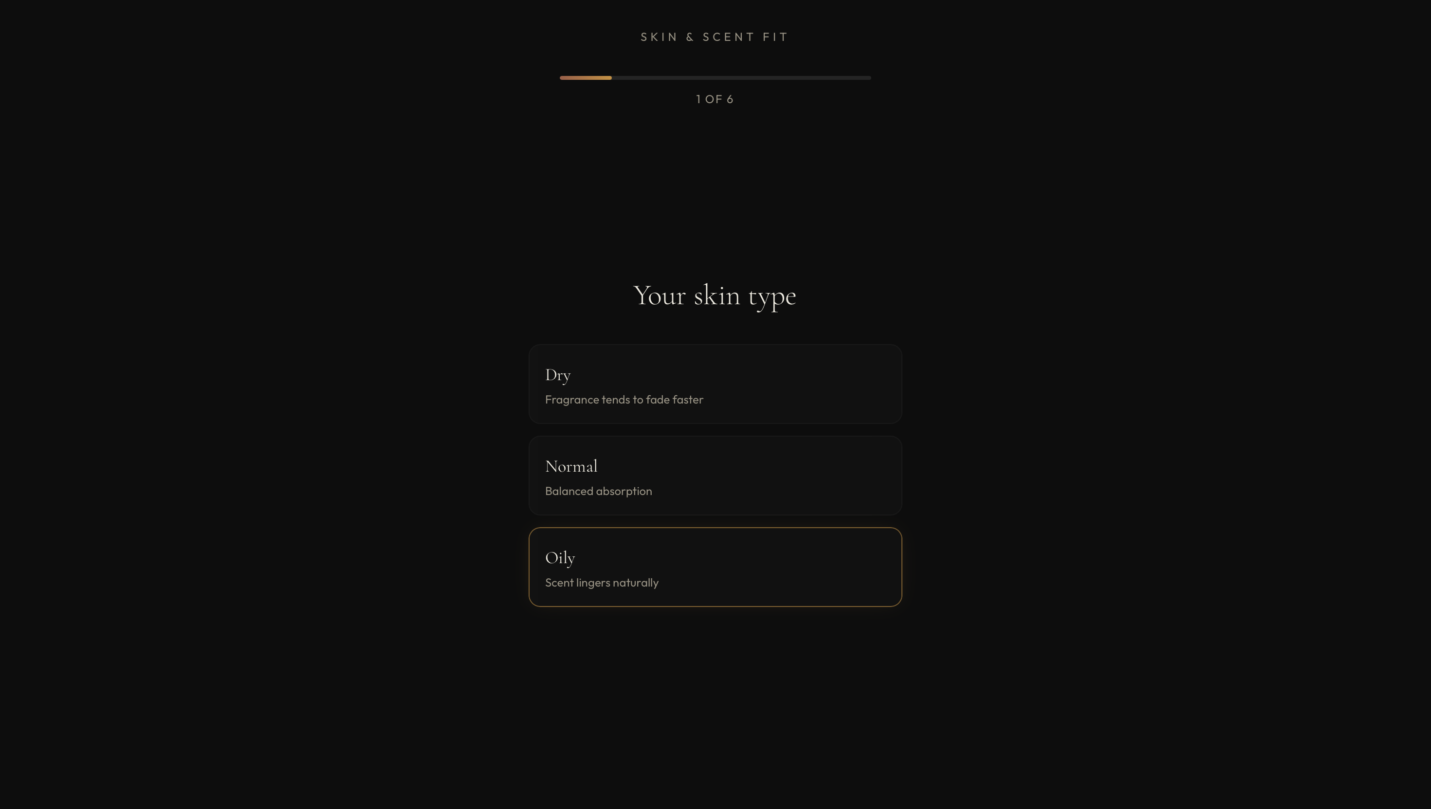 The Signature Experience skin and scent fit questionnaire