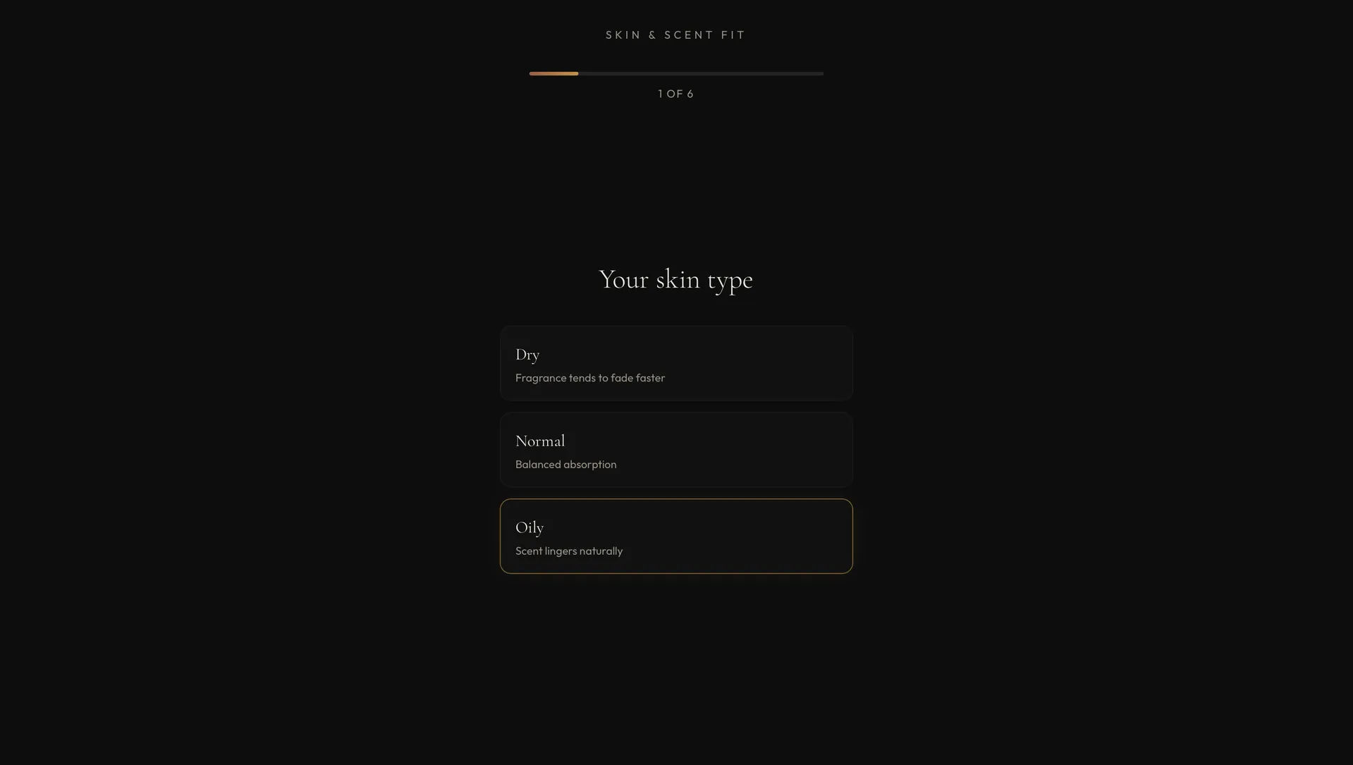 The Signature Experience skin and scent fit questionnaire